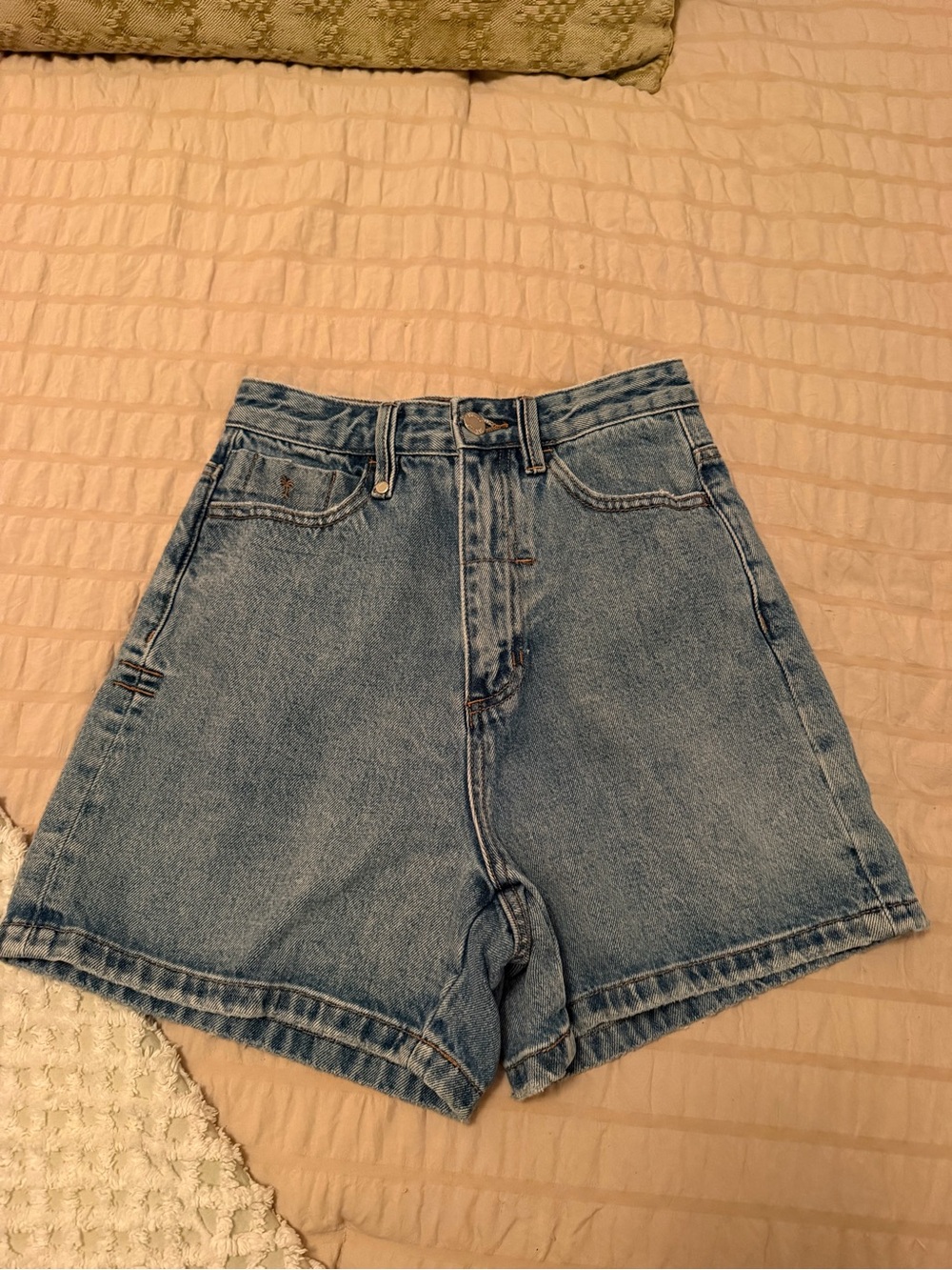 Thrills Light Blue High-Waist Denim Shorts